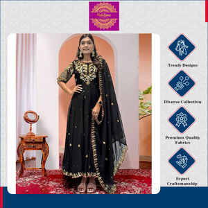 Colección tradicional de alta calidad de ropa de boda india 3 piezas Heavy Faux Georgette Anarkali vestido inferior y hermosa Dupatta - Product Image 4