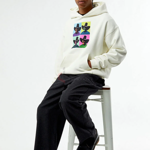 Pull à capuche 100% coton polaire Streetwear sweat avec ourlet côtelé sérigraphie personnalisée de haute qualité - Product Image 2