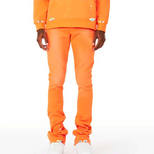 Conjunto de Sudadera con Capucha y Pantalones Deportivos Color Naranja Invernal Personalizado, Diseño de Salpicaduras de Pintura, Sudadera Unisex de Forro Polar, Chándal Informal, 100% Algodón - Product Image 6