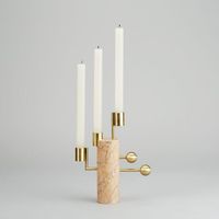 Ménorah de Hanoucca moderne en travertin, porte-bougie en pierre design, centre de table contemporain multi-bougie, minimaliste
