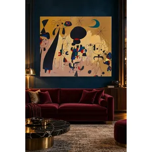 Impression sur toile Fida Joan Miro, croissant de lune et figures nocturnes - Product Image 3