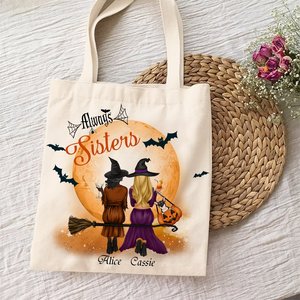 Personalized Halloween Always Sisters Canvas <b>Bag</b> Fashionable and Vintage Reusable Polyester Lining for Winter and <b>Summer</b> - Product Image 1