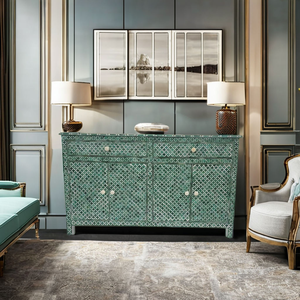 Exquisito Cómoda Marroquí con Incrustaciones de Madreperla Verde, Elegancia Artesanal/Decoración Religiosa Hecha a Mano para el Hogar - Product Image 3