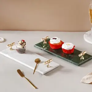 Bandeja de servicio de mármol, bandejas de mesa nuevas de lujo, bandejas de servicio de mármol verde de alta calidad, perfectas para el hogar, Hotel, mesa decorativa - Product Image 5