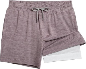 Shorts de course 2 en 1 pour hommes, 100% coton et élasthanne/polaire, short de sport de 5 pouces avec poches zippées, shorts d'entraînement à séchage rapide pour hommes - Product Image 6