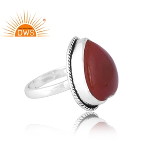Meilleure vente 925 Sterling vente naturelle rouge Onyx bague en pierres précieuses fabricant de bijoux personnalisés - Product Image 4