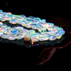 Perles de pépites d'opale éthiopienne naturelle de forme ovale lisse blanche pour la fabrication de bijoux à la mode perles de pierres précieuses - Product Image 5