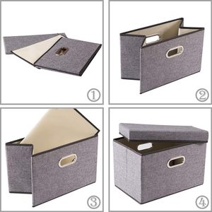 Linen <b>Fabric</b> Foldable Storage Boxes Organizer Containers <b>Baskets</b> Cube with Cover for Home Bedroom Closet Office Nursery OEM - Product Image 5