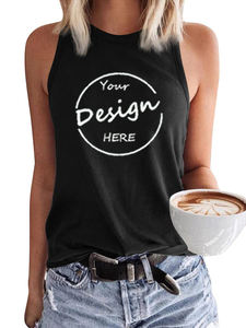 Venta al por mayor de verano de las mujeres sin mangas corto transpirable de algodón Spandex camiseta sin mangas personalizado Puff impresión Etiqueta Privada servicio OEM - Product Image 4