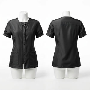 Chaqueta de Barbería para Mujer, Premium, 180 GSM, Polialgodón, Ropa de Trabajo, Cierre Negro, Uniforme de Salón, Personalizable con Logotipo Bordado o Impreso - Product Image 2