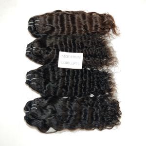 Extensiones de cabello natural alineado con cutícula virgen India Extensiones de cabello humano químico de templo recto y súper ondulado profundo Suelto - Product Image 1