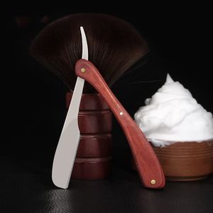 Hot Selling Wooden Handle Shaving Knife High Quality Stainless Steel Barber Straight Edge <b>Cut</b> <b>Throat</b> <b>Razor</b> With Long Sharp Blade - Product Image 5