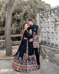 New Designer Modern Bollywood Style Lehenga Choli Indian Pakistani Summer Fashion for Parties Black Choli with Fancy <b>Detail</b> - Product Image 1