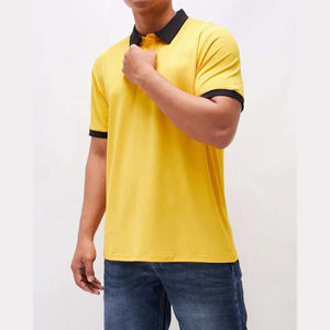 Vente en gros 220 GSM coton hommes pour polo nouveau design High Street Fashion avec impression de logo personnalisé motif jaune uni - Product Image 3