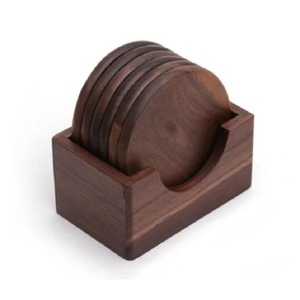 Wholesale 6pcs Classic Natural Square Blank Beech <b>Walnut</b> Wood Eco-Friendly Coasters Set Holder Handmade ArtisanVibe Customized - Product Image 1