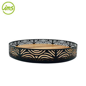 Bandeja grande para servir magdalenas de frutas redondas de madera de acacia de 13 \ "para cocina y sala de estar - Product Image 2