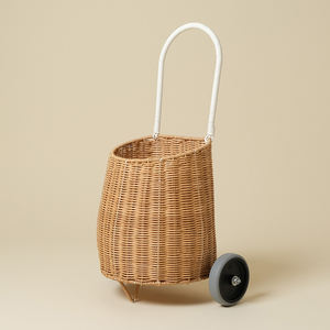 Cesta de compra con ruedas, carrito de mimbre, canasto, precio barato, colores personalizables - Product Image 6