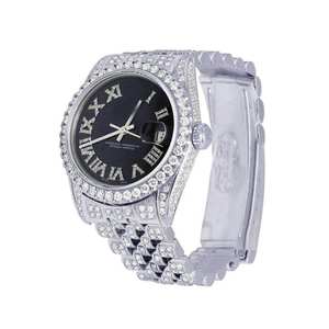 Reloj de Pulsera de Acero Inoxidable Mecánico con Diamantes Cultivados en Laboratorio de Primera Calidad, Estilo Antiguo, para Hombre - Product Image 2