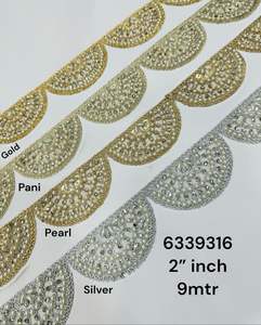 custom made with geometric border designed machine embroidered <b>ribbons</b> and laces and in colours for <b>wedding</b> dresses - Product Image 5