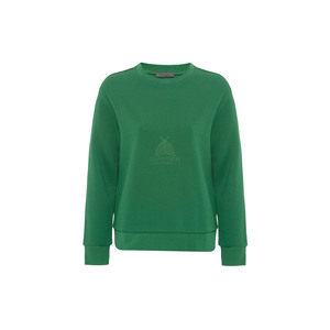 เสื้อสเวตเชิ้ตคอกลมผู้หญิง ปี 2025 ผ้าฝ้ายฟลีซ 100% สีพื้น ปรับแต่งโลโก้ด้านหน้าได้ ป้องกันขนร่วง ระบายอากาศดี เป็นมิตรกับสิ่งแวดล้อม ODM - Product Image 5