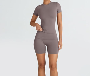 Conjunto Casual de 2 Piezas para Mujer, por Encima de la Rodilla, para Primavera, Conjunto Deportivo Corto, Ropa de Gimnasio, para Salir - Product Image 3