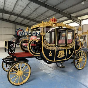 Luxury four wheels electric princess horse carriage golden royal coach pumpkin machine