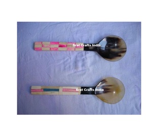 ชุดช้อนส้อมทำสลัดทำจากเขาคุณภาพดี พร้อมที่ตักสลัด  ชุดเครื่องครัวทำจากเขาคุณภาพสูง ที่ตักสลัดทำจากเขา - Product Image 5