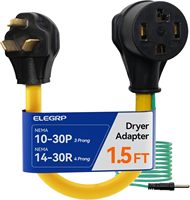 Cordon adaptateur pour sèche-linge ELEGRP conforme à la norme UL, 1,5 pied, 4 broches pour maison neuve vers 3 broches pour sèche-linge ancien, 30 ampères 250V 180 °   Prise rotative