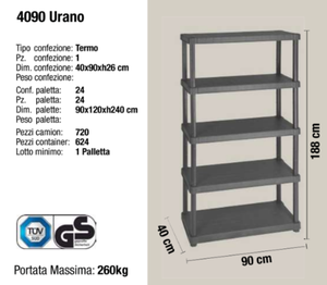 Muebles de exterior de alta calidad italianos, estantes apilables de plástico de 5 capas, almacenamiento de jardín, garaje, estantes de almacén, garaje TUV - Product Image 2