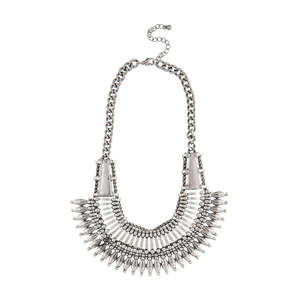 Urthn 1109203A Collar de declaración chapado en rodio Joyería en capas de moda - Product Image 1