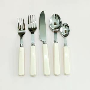 Ensemble de couverts Vintage à Double nœud, poignée noire, acier inoxydable, argent, poli miroir, sécurité alimentaire - Product Image 6