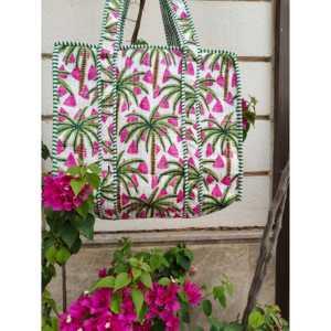 Bolso Tote Pequeño de Lona de Algodón Estilo Bohemio Tropical Tango, con Cremallera, Resistente al Agua, Portátil para el Verano, Personalizable - Product Image 2