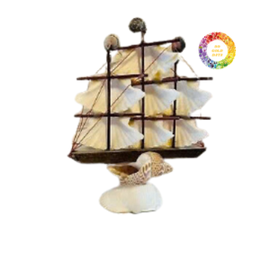 Modèle de bateau coquillage artisanal | Décoration de maison de style côtier | Fabriqué à la main au Vietnam - Product Image 5