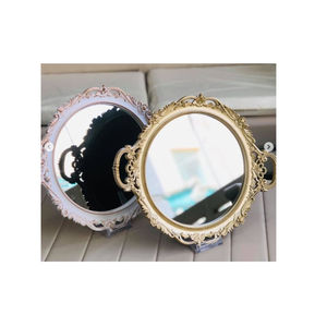 ถาดตกแต่งโลหะทรงกลมคุณภาพระดับพรีเมียมถาดตกแต่งบ้านสีชมพูและสีเงินสําหรับถาดขายดีที่สุดโดยโลกโลหะอินเดีย - Product Image 2