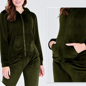 Newest OEM Accept Hoodie <b>Velvet</b> Cheap Custom Zipper Hoodie Sweatshirts and Joggers Sets Women Jogging <b>Tracksuit</b> - Product Image 3