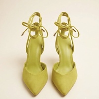 Escarpins à lacets vert lime pour femmes, à bout pointu, talon aiguille, avec bride cheville, pour soirée, vente en gros, usine B2B, tendance, OEM ODM