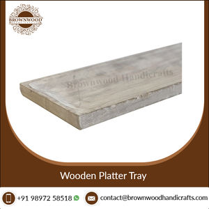High Quality Handmade Wooden <b>Serving</b> Tray White Wash 22mm Thickness Rectangular <b>Large</b> Indian Home Decor Tray - Product Image 2
