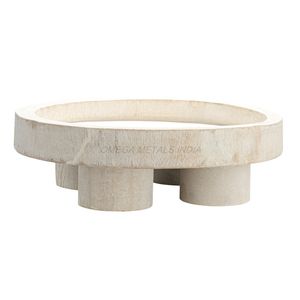 Bandeja de madera de tendencia superior en elegante color negro con forma redonda moderna y acabado suave perfecto para una decoración elegante del hogar - Product Image 3