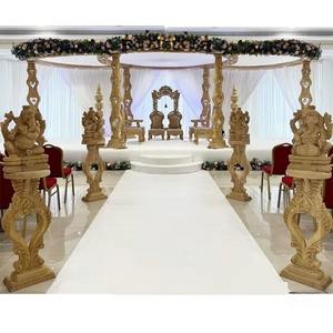 Elegante tema boda Aradhya madera Mandap DST exportaciones personalizado superventas oro redondo madera Mandap fabricante venta Reino Unido - Product Image 3