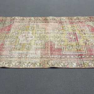 Tapis de 3,5 x 8,3 pieds, tapis turc vintage, tapis patchwork rouge - Product Image 5