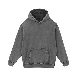 Prix de gros 2025, sweat à capuche personnalisé pour homme, streetwear d'hiver, déchiré, lavage à l'acide, double couche, molleton lourd, coupe-vent - Product Image 1
