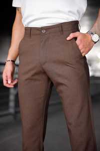 Pantalon habillé marron coupe ajustée pour homme Pantalon de bureau décontracté Confortable Léger Coton Mid-Hip Hop Imperméable Grande Taille Droit - Product Image 4