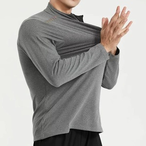 Chemises pour hommes T-shirt athlétique à manches longues et à fermeture éclair Vente en gros T-shirt de sport pour hommes - Product Image 2