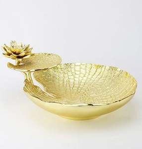 Elegant Metal <b>Bowl</b> with Hand Sculpture Stand for Serving Display Food Fruits Dining Table Decoration <b>Silver</b> Color Round Shape - Product Image 2