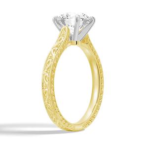 Anillo Solitario Antiguo de Oro de 9K con Diamante Moissanita de Corte Redondo, Elegantes Anillos de Moissanita - Product Image 2