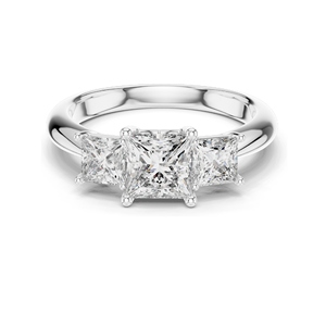 Anillo de Compromiso de 3 Piedras con Diamante de Laboratorio de 2.00 CT, Corte Princesa, Oro de 10KT, 14KT, 18KT y Plata 925, Oro Rosa, Amarillo, Blanco - Product Image 3