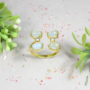 Wholesale 92.5 Sterling Silver Handmade <b>Statement</b> <b>Ring</b> with Aqua Chalcedony Gemstone Oval Cut Rhodium Plating Fine Fashion Jewelry - Product Image 1