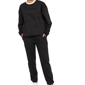 Venta al por mayor de chándales de jogging de manga larga para mujer, chándal deportivo de invierno, ropa de entrenamiento, cuello con capucha, forro polar sólido para adultos - Product Image 1