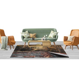 Tapis Chemin de Fer d'Automne : Tapis Imprimé Paysage Feuilles d'Automne, Tapis Doux Non Tissé - Product Image 4