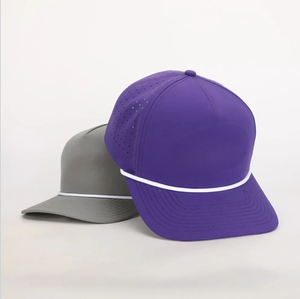 VN Wholesales Personnalisable 5 Panneau Golf Chapeau Découpé Au Laser Trous 2D Broderie Logo Corde Étanche En Plastique Fermeture Arrière Réglable - Product Image 4